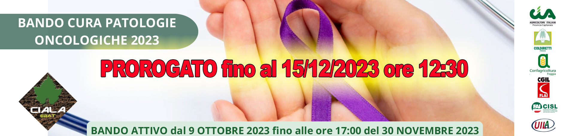 Proroga dei termini di scadenza per tutti i Bandi fino alle ore 23.59 del 30.06.2023